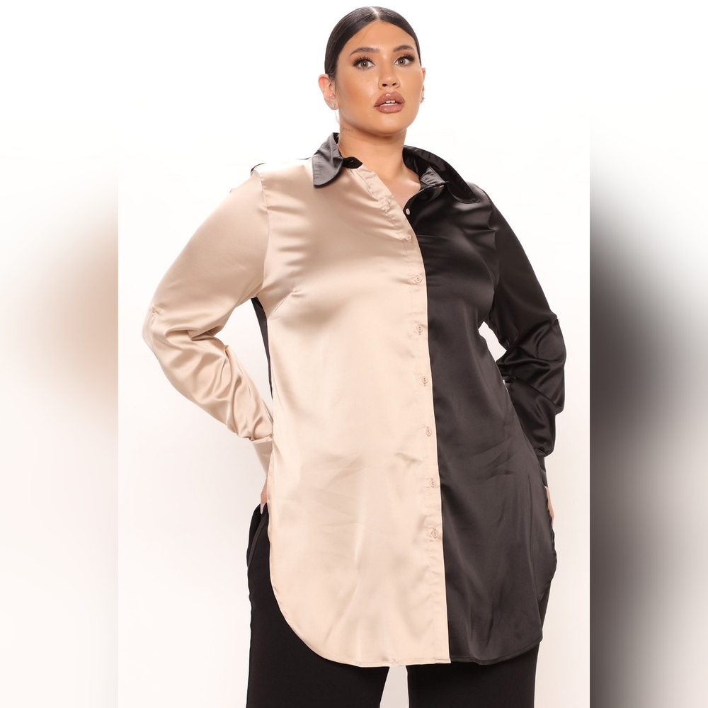 Fashion nova two-tone satin shirt - Picture 3 of 13